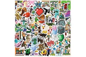 110 Pcs Pixel Stickers Cartoon PVC Sticker, Gifts for Laptop Water Bottle Skateboard Party Supplies Decorations Teens Kids