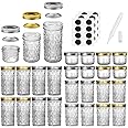 Mason Jars Canning Jars, 24 Pack Jelly Jars With Regular Lids, Ideal for Jam, Honey, Wedding Favors, Shower Favors, Baby Food