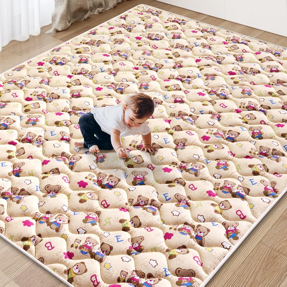 Baby Play Mat - 71" X 59",Premium Thicker Foam One-Piece Machine Washable, Extra Large Anti-Slip Soft Cushioning Foam Playmat
