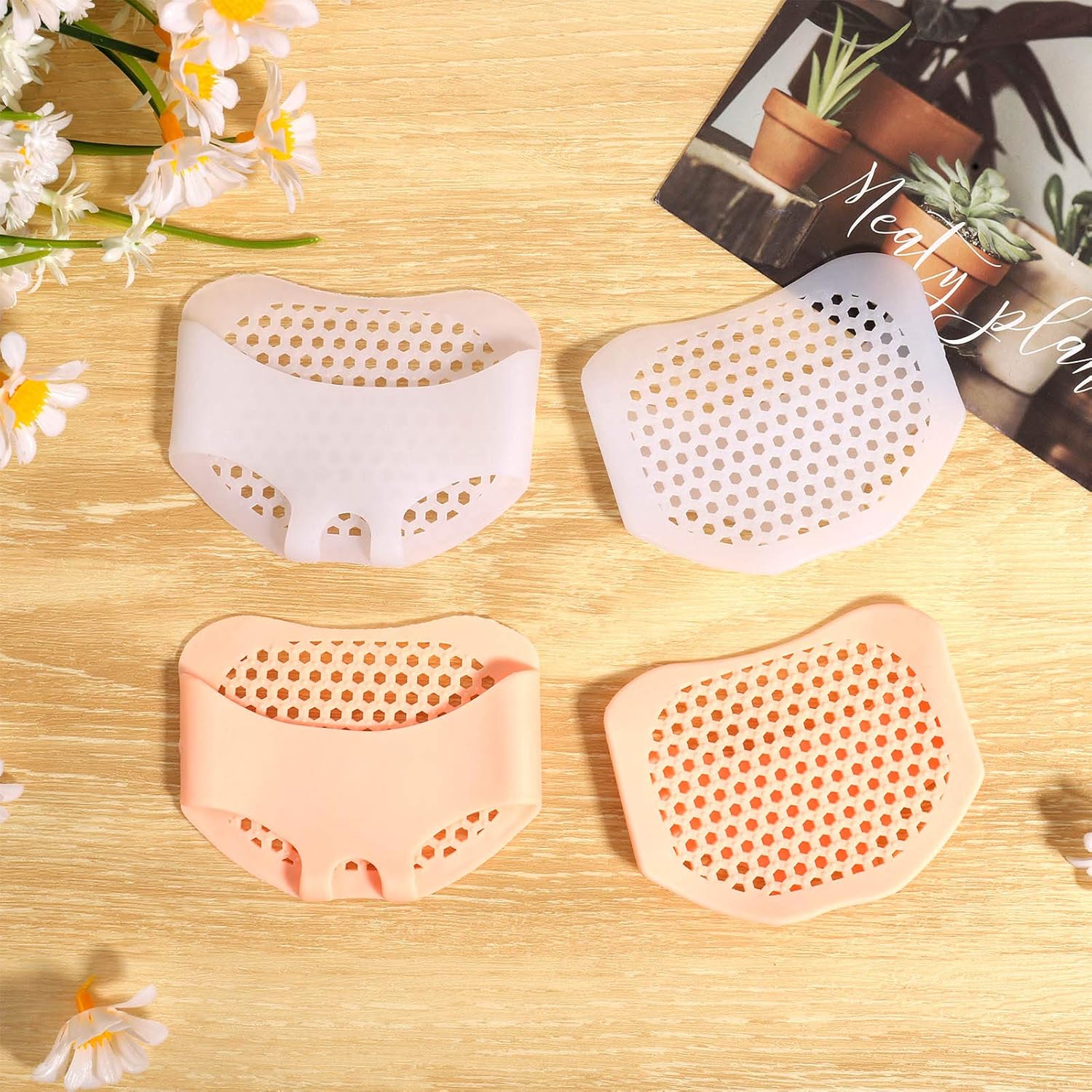Hippie Soul 12 Pairs Ball of Foot Cushions Silicone Metatarsal Pads Honeycomb Forefoot Pad Soft Gel Foot Cushion for Reducing Forefoot Pain Callus Blisters: Health & Personal Care