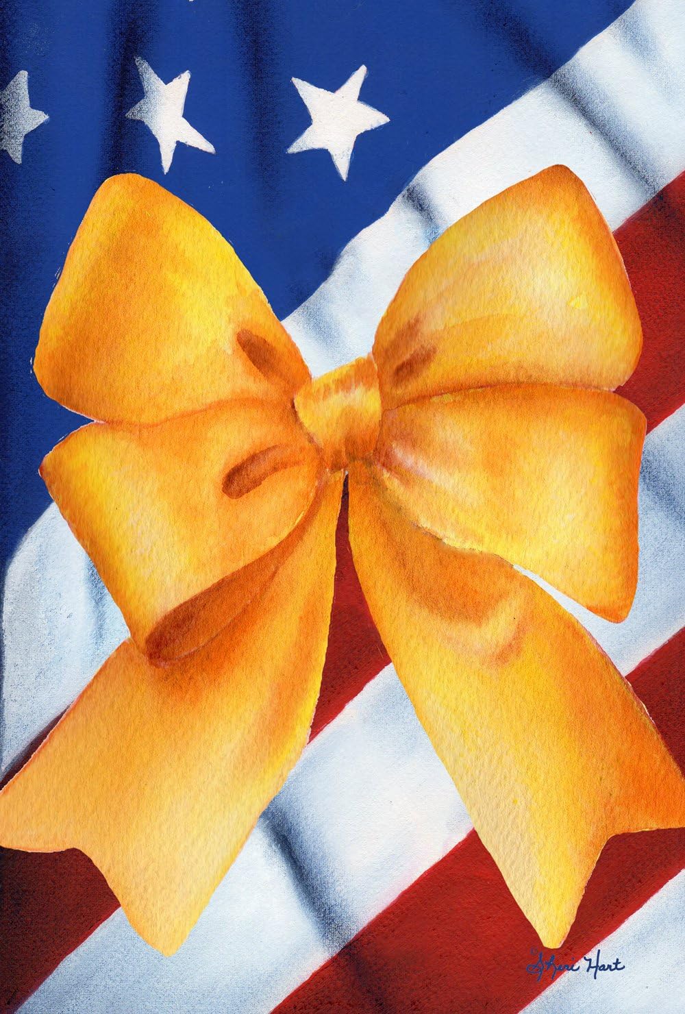 Toland Home Garden USA Strong 12.5 x 18 Inch Decorative Colorful Patriotic Support Yellow Ribbon Garden Flag