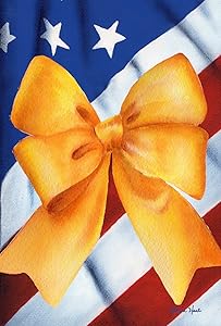 Toland Home Garden USA Strong 12.5 x 18 Inch Decorative Colorful Patriotic Support Yellow Ribbon Garden Flag