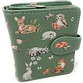 Shag Wear Woodland Forest Friends Charming Small Animal Wallet for Women and Teen Girls Vegan Faux Leather Mint Green 4.5"