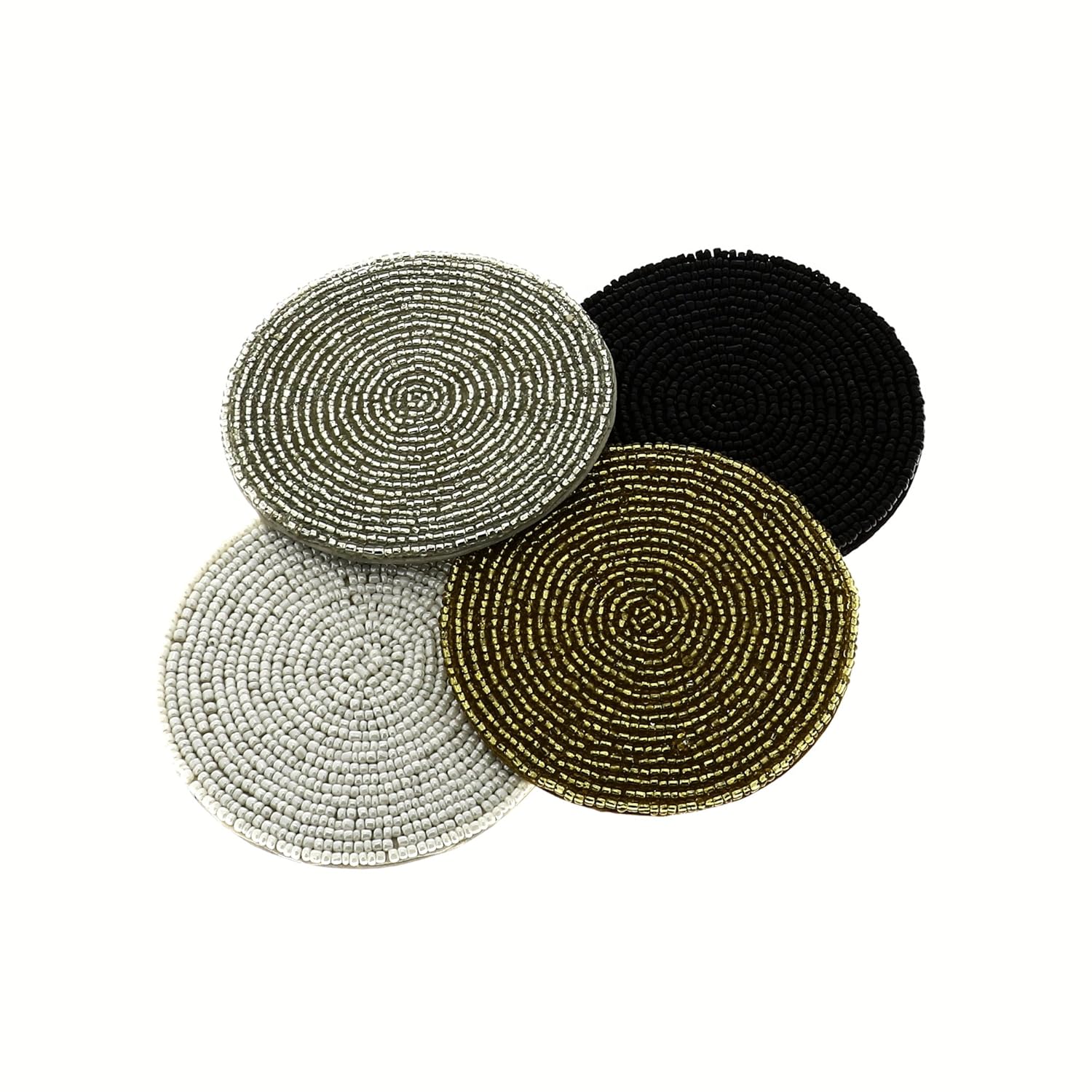 Indian Tea Coaster Home Furnishings Set of Four Beaded