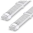 EZDIY-FAB 16AWG PCI-e 5.0 12VHPWR PSU Sleeved Cable, 600W 12+4 Pin Male to 12+4 Pin Male Cable for RTX 3090Ti/4070Ti/4080/4090, 60cm/23.62in-Pure White
