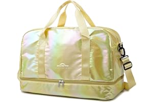 ZIOSINM Travel Bag, Gym Bag for Women, Weekender Bags for Women, 40 L Waterproof Duffel Bag, with Shoe and Wet Compartments, Perfect for Gym,Overnight and Travel Use (Yellow)