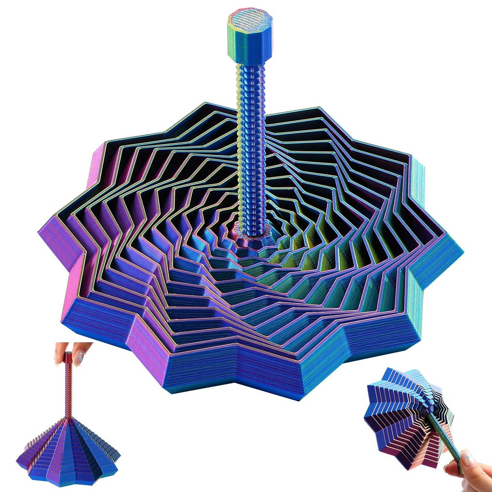 Photo 1 of 3D Printed Star Easter Fidget Toys Adults Teen with Detachable Handle, Dual Motion Sensory Toys with Auditory Feedback,Color-Changing Spiral for Stress Relief and Focus,Gifts for ADHD and Office Desk