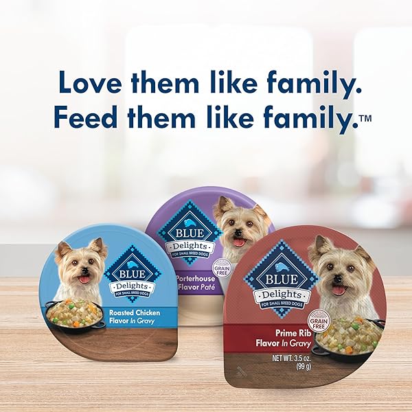 BLUE BUFFALO DELIGHTS SMALL BREED NATURAL WET DOG FOOD, PRIME RIB FLAVOR IN GRAVY, 3.5-OZ CUPS, 12 COUNT