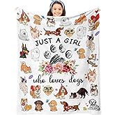 Jepufo Dog Blanket Gifts, Dogs Gifts for Girl, Just a Girl Who Loves Dogs Blanket, Best Gift Ideas for Dog-Lover Blankets 40"X50"