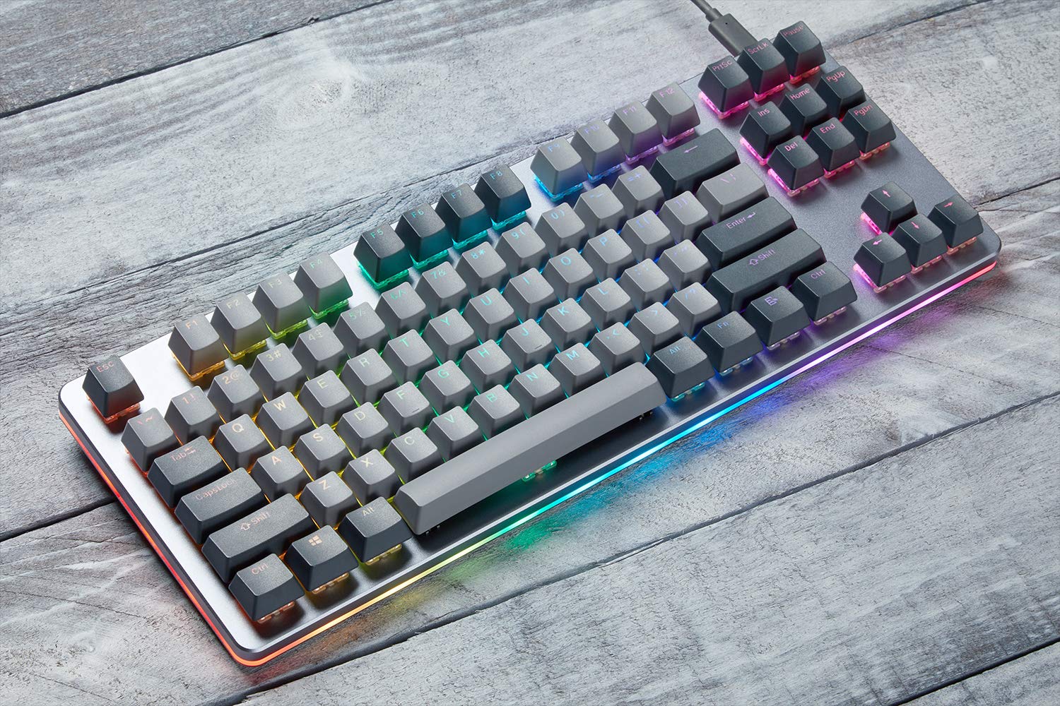 DROP CTRL Mechanical Keyboard — Tenkeyless TKL (87 Key) Gaming Keyboard, Hot-Swap Switches, Programmable Macros, RGB LED Backlighting, USB-C, Doubleshot PBT, Aluminum Frame (Halo True, Gray)