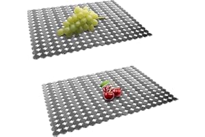 Qulable 2Pack Kitchen Sink Mat for Stainless Steel/Ceramic Sinks, PVC Eco-friendly Protectors for Bottom of Kitchen Sink, Adjustable, Fast Draining, Dots Design, 11.8x15.7 (Black Translucent)