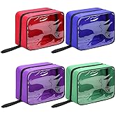 Oudain 4 Pcs Large First Aid Pouches Empty First Aid Bag Color Coded Pouch Case Zippered Medical Bag Organizer Storage Accessory Kit with Transparent Window for Medical Supplies Travel, 4 Colors