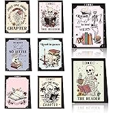 Wxiben Skeleton Magnetic Bookmark Gifts - 8Pcs Skull Flower Bookmarks Magnetic Skeleton Reading Book Mark Magnets Bookmark Page Markers Clip for Women Book Lover Bookish Reader Students Teachers