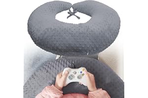 wuwumiline Professional Gaming Pillow for Lap; Arm Rest Pillow Gaming Lap Pillow with Crochet Support - Eliminate Pain in Gaming (Grey)