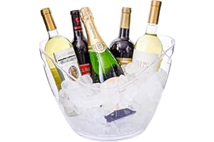 Raincol Ice Bucket Clear Acrylic 8 Liter Plastic Tub For Drinks and Parties, Food Grade, Holds 5 Full-Sized Bottles and Ice 1