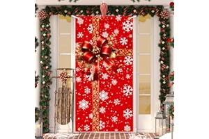 SOPHENA Christmas Door Cover Snowman Decoration Xmas Large Photography Background Banner Porch Sign for Winter Indoor Outside Front Door Banner Farmhouse Party Supplies 6 x 3 Feet