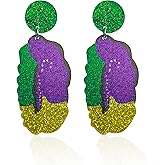 Mardi Gras Acrylic Earrings for Women Fleur De Lis Hook Dangle Earrings Accessories