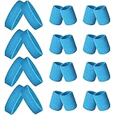 24 Pieces 80s Neon Sweatbands Set, Include 8 Sports Headbands and 16 Sweat Wristbands Elastic Athletic Tennis Sweat Bands Bulk for Man Woman