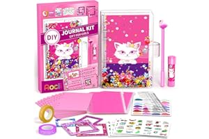 Aocii DIY Journal Kit for Girls, Gift for 6-13 Year Old Girls, Scrapbook & Diary Supplies Set, Birthday Gifts Ideas, Sparkly, Stimulates Minds, Unleash Creativity and Writing Skills