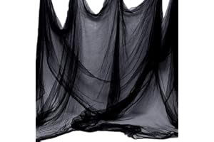 AOYOO Black Creepy Cloth 8.75 Yards x 85" with Fabric Scary Spooky Gauze Halloween Decorations for Haunted House Horror Decor Home Yard Indoor Outdoor Office Wall Vampire Zombie Theme Party Supply