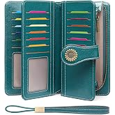 SENDEFN Wallets for Women Leather Credit Card Holder with RFID Blocking Large Capacity Wristlet