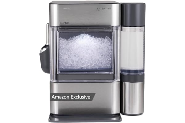 GE Profile Opal Ultra, Countertop Nugget Ice Maker, 1 Gal XL Side Tank, *Amazon Exclusive*, 38 lbs/Day, Pebble Pellet Crushed Ice Machine, WiFi Stainless Steel