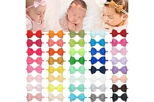 CÉLLOT 40 Colors Baby Bow Headbands 2.75" Hair Bows Super Soft Nylon Headbands for Baby Girls Infants preemie and Newborn Kids Hair Accessories