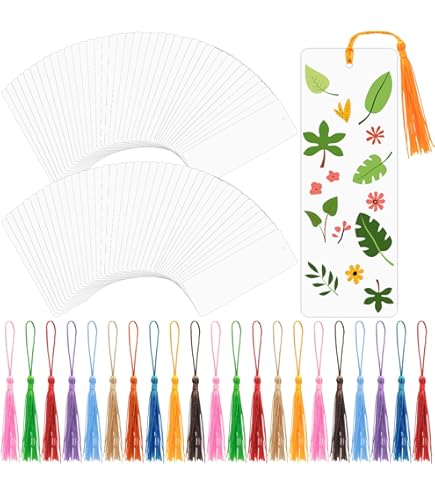MIDELONG 40 Marcadores De Papel Kraft En Blanco Con 40 Borlas Coloridas, Marcadores De Cartulina En Blanco Para Proyectos De Arte De Bricolaje, Suministros Escolares, Etiquetas De Regalo De 5.5 X