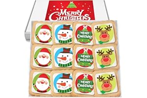 OMCOOKIE Christmas Cookies Gift Basket for Kids Men Women | Holiday Gourmet Corporate Food Gift INDIVIDUALLY WRAPPED | 12 Decorated Sugar Cookies