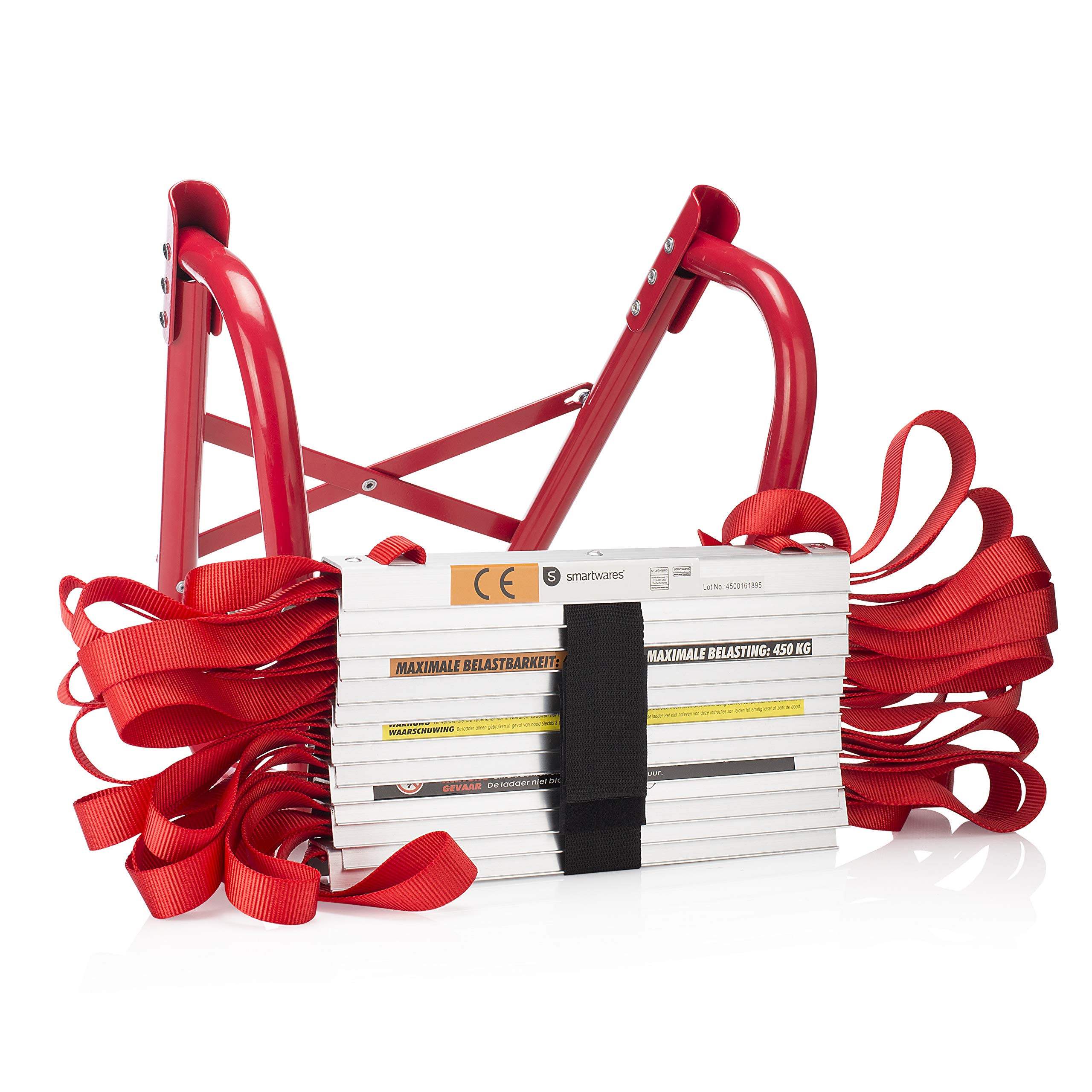 Smartwares Emergency Ladder - Red - Steel - 4.5 m Long - 450 kg Max - Ideal for First Floor Evacuation - 10.015.18