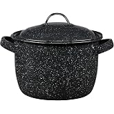 Granite Ware Porcelain Enamel Bean Pot, 4 Qt - Speckled Black | Carbon Steel Cookware with Lid for Baked Beans, Stews, Soups &amp; Slow Cooking with Even Heat Distribution, Oven &amp; Stovetop Safe
