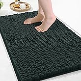 Arotive Luxury Chenille Bathroom Rug Mat, Extra Soft Thick Absorbent Shaggy Bath Rugs, Non-Slip Machine Wash Dry, Plush Bath Mats for Bathroom, Shower and Tub, 34x21, Dark Green