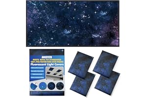 ANGSYLTH 4 Pcs Fluorescent Light Covers - Classroom, Office 4 x 2 Feet Flame Retardant Magnetic Covers for Ceiling Lights Filters (Starry Sky)
