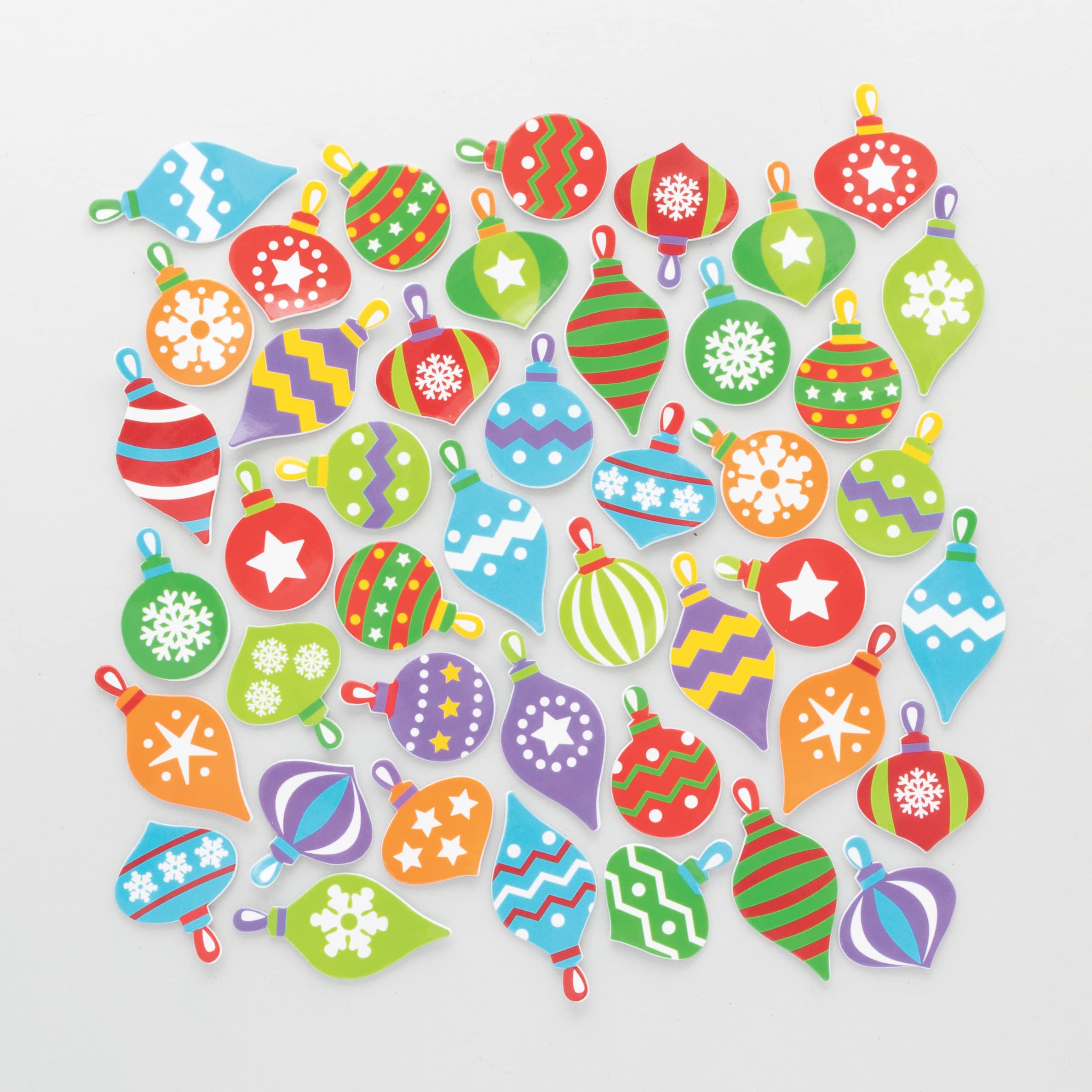 Baker Ross FC168 Christmas Bauble Foam Stickers - Pack of 200, Kids Stickers, Ideal for Children's Arts and Crafts Projects, Great for Card Making and Scrapbooking