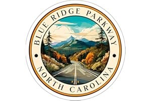 NO THORNS MEDIA Blue Ridge Parkway North Carolina Sticker Weatherproof Decal Vinyl Small Waterproof for Water Bottle Mug Passport Book Scrapbook Notebook Laptop Tumbler Skateboard Computer Phone Size 4" Gift ID44990