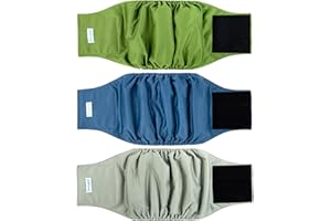 Paw Legend Washable Dog Belly Band Wrap Diapers for Male Dog | High Absorbing Puppy & Doggy Diapers Male (3 Pack,Army,Grey,Navy,Medium)