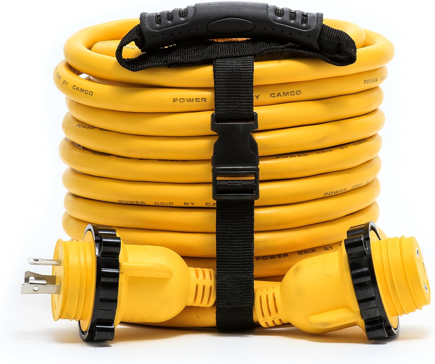 Camco 50’ PowerGrip Marine Extension Cord with 30M/30F Locking Adapters | Allows for Easy Boat Connection to Distant Power Outlets | Built to Last (55613): Automotive