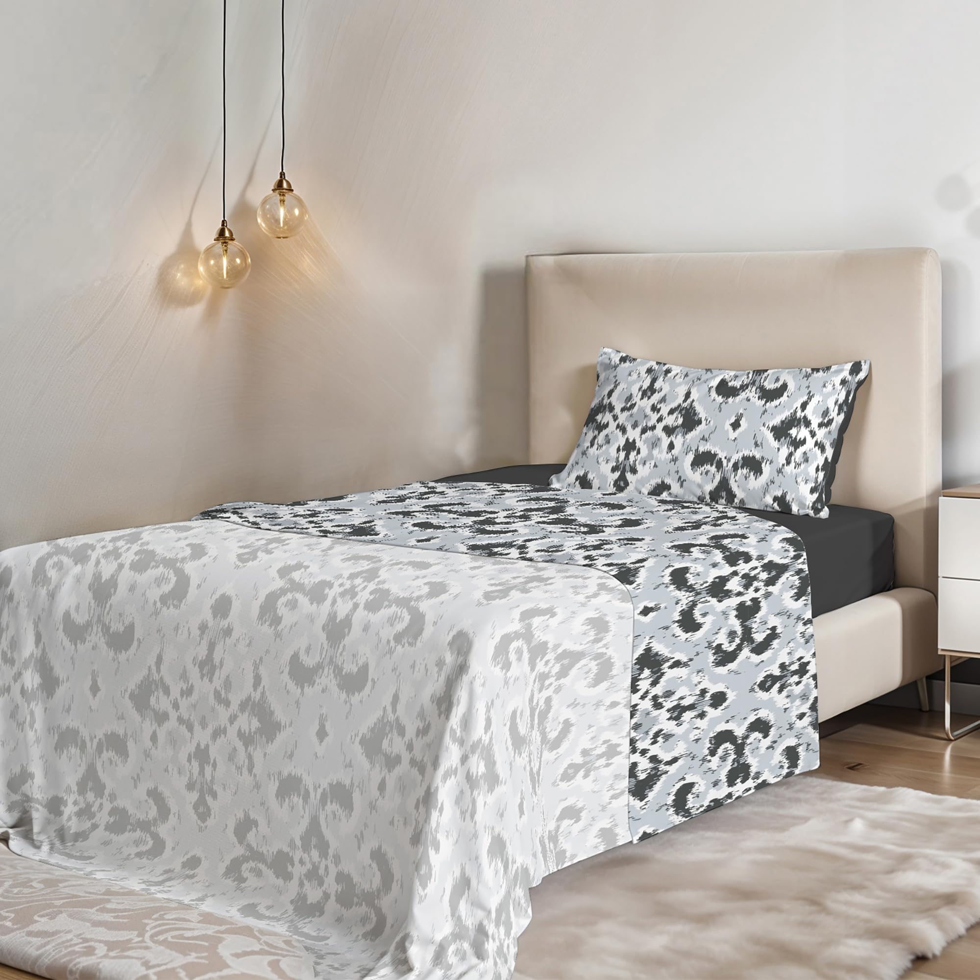 Italian Bed Linen Fantasy Bed Sheet Set in Printed Microfiber, Decor, Single