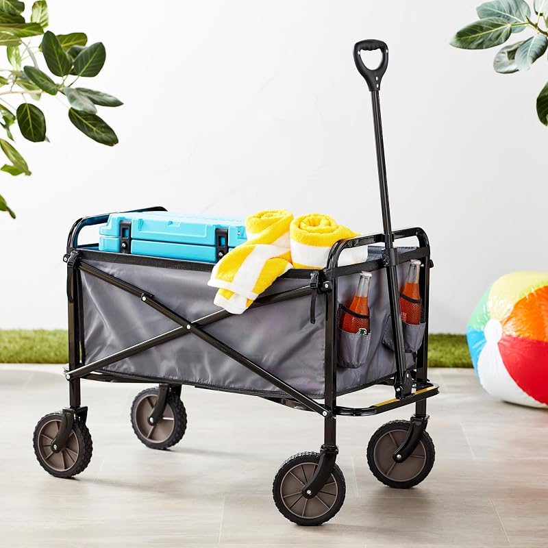 Collezione Utensili da Giardino - Carrello da giardino, pieghevole, per esterni, con borsa di custodia, 70.1 x 103.89 x 50.8 cm, grigio