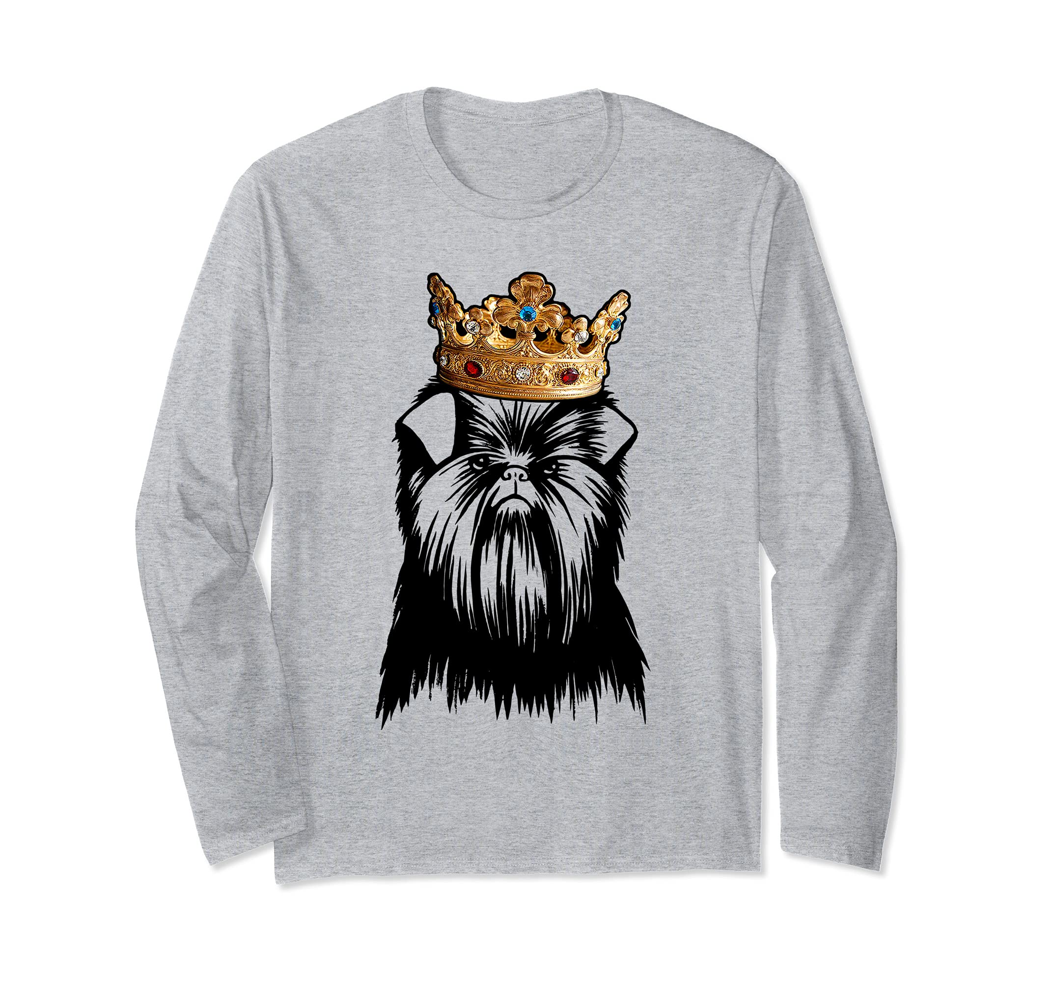 Affenpinscher Dog Wearing Crown Long Sleeve T-Shirt