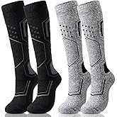Halfchet 2 Pairs Alpaca Wool Ski Socks the Calf Non-slip Socks for Winter Lightweight Skiing Snowboarding and Hunting for Men and Women Christmas Winter Gift