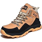 AUVYI Waterproof Steel Toe Work Boots for Men - Wide Toe Comfortable Non Slip Safety Shoes Durable Leather Industrial & Construction Boots