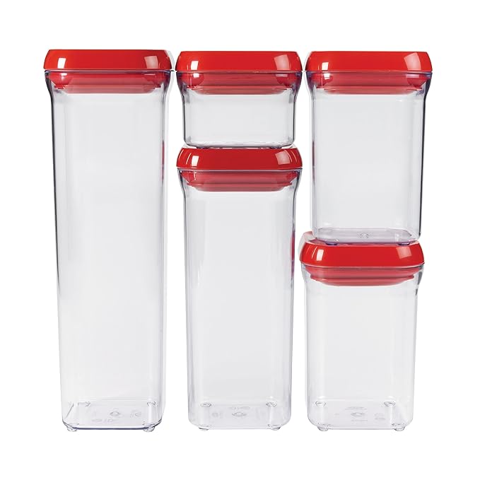 Oxo Good Grips 5piece Pop Container Set, Red Lids Kitchen