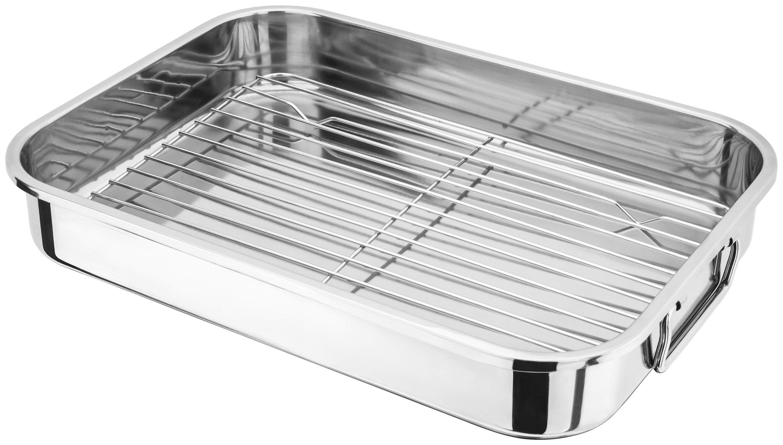 Judge Speciality 39 x 28 x 6 cm Roasting Pan with Rack, Silver, Stainless Steel
