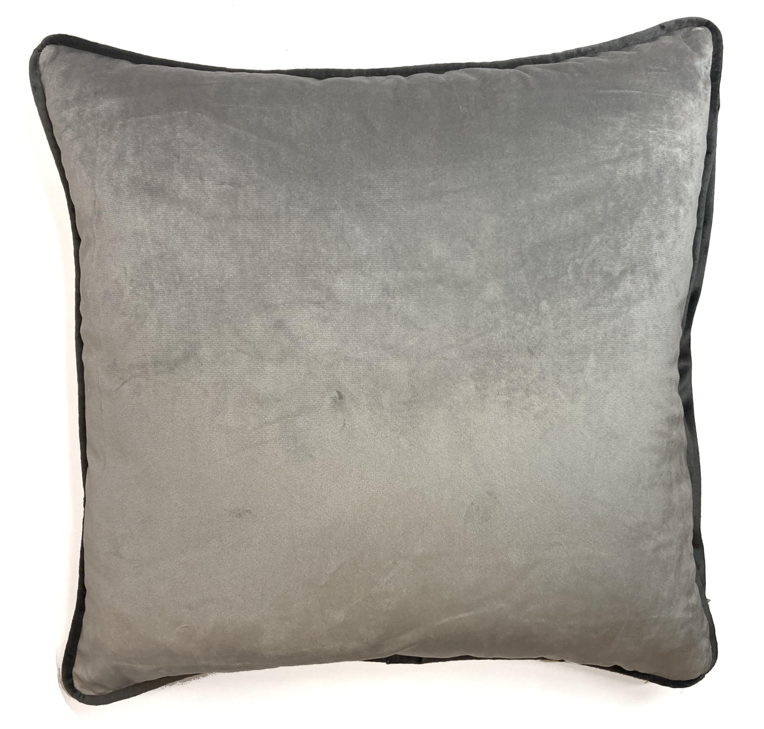 Rapport Home Piped Velvet Reversible Square Cushion Cover 43 x 43cm Charcoal and Silver — image 1