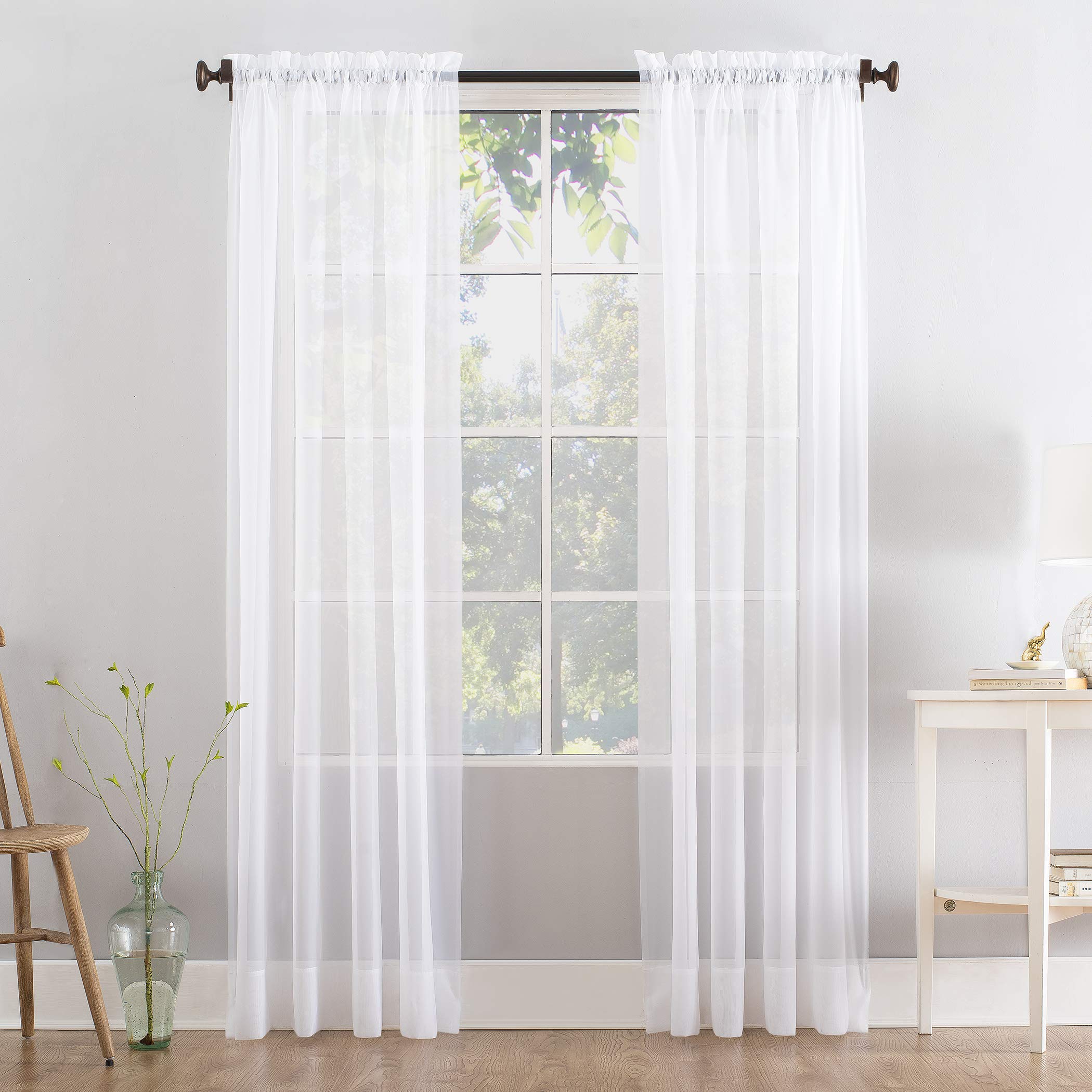 Megachest Woven Voile Slot Top Curtain 2 Panels (pure white, 78" wideX90 drop(W200cmXH228.5cm))