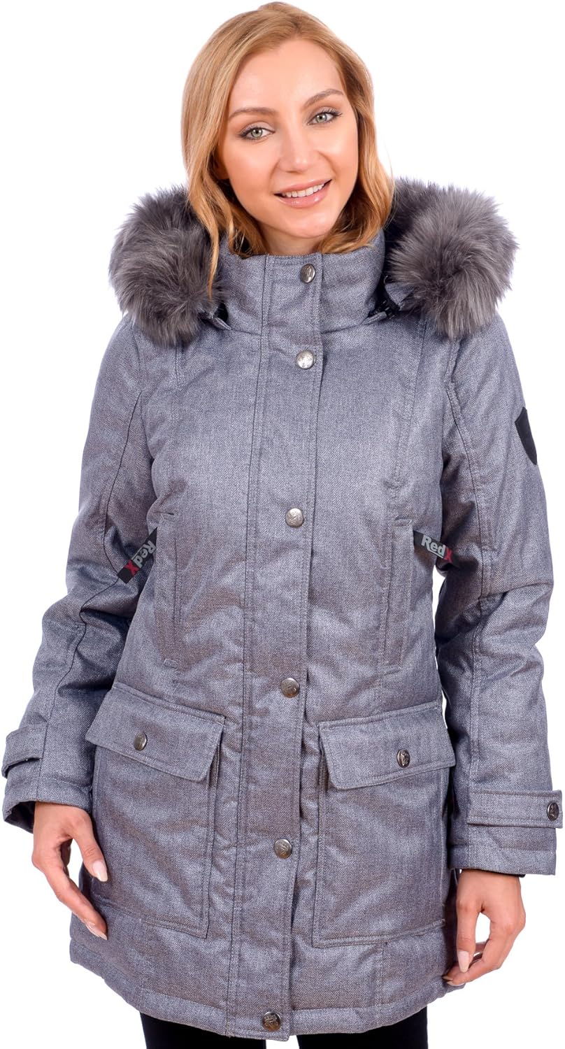 RedX Canada Women's Long Parka Winter Coat With Faux Fur