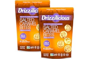 Drizzilicious Mini Rice Cakes Salted Caramel - Rice Crisps, Healthy Snack for Adults & Kids, Flavored Rice Cakes, Vegan, Gluten Free, Allergen Free, 90 Calories Per Serving - 4 oz (Pack of 2)