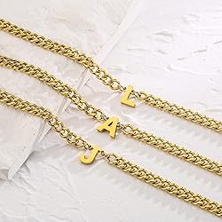 DuoDiner Z Letter Necklace Initial Cuban Link Chain