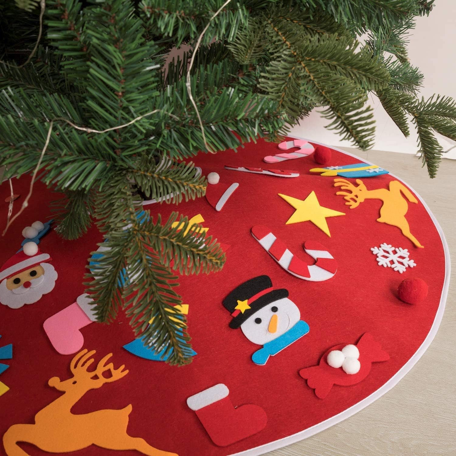 TDOYO DIY Christmas Tree Skirt, DIY Felt Xmas Tree Skirt Kits With